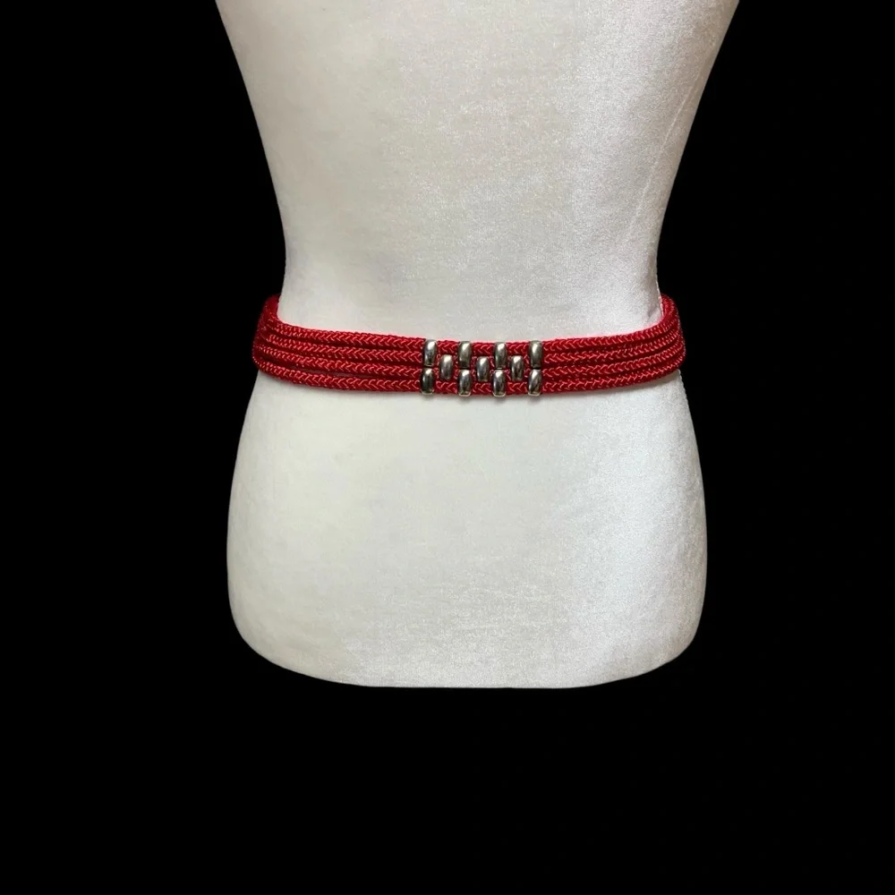 Vintage Yen China House Braided Rope Enamel Buckle Red
